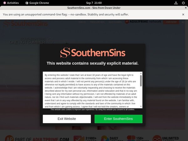 Southern Sins Adult Passwords